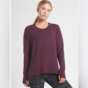 NWOT Athleta Coaster Luxe Dark Purple Long Sleeve Sweatshirt